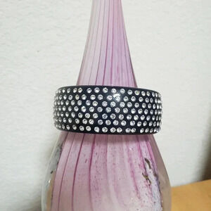 Vintage Black Rhinestone Bangle Bracelet